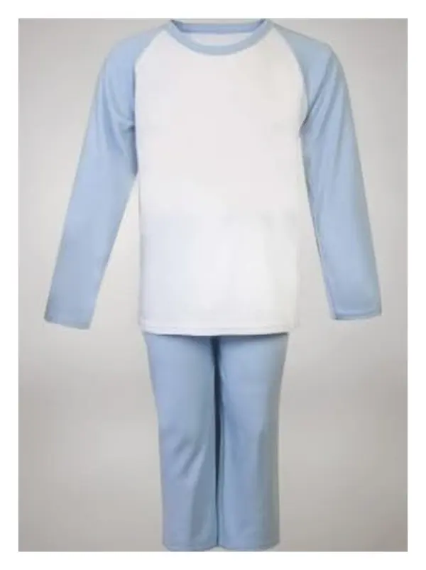 Blue and white kids pyjamas with a plain white top