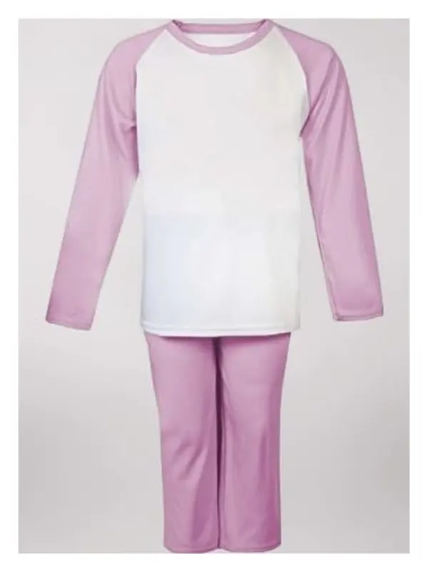 Pink and white kids pyjamas with a plain white top